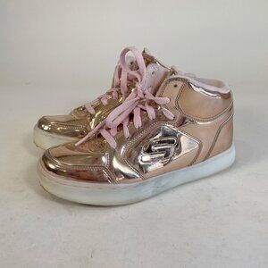 Skechers Girls Energy Lights Dance Dazzle Sneakers Size 5 Rose Gold Mid Top 1077